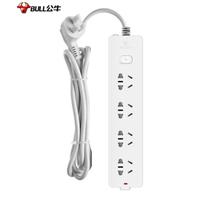 公牛插座 帶保護門電源插座接線板 插線板 拖線板插排 4孔位GN-410新國標- GN-4104孔位全長5米 